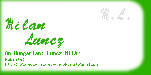 milan luncz business card